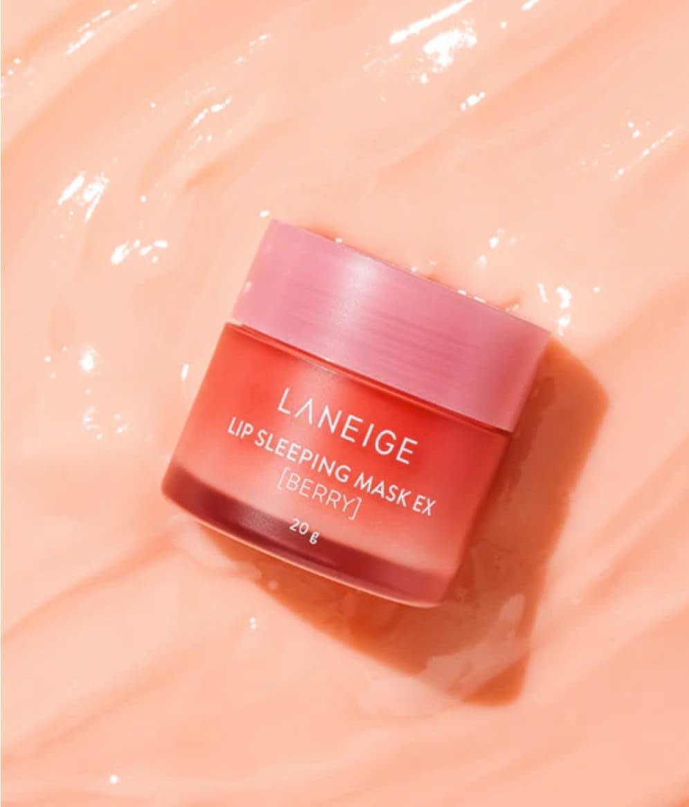 Laneige Lip Sleeping Mask and hydrating essentials in signature berry and pastel-toned jars