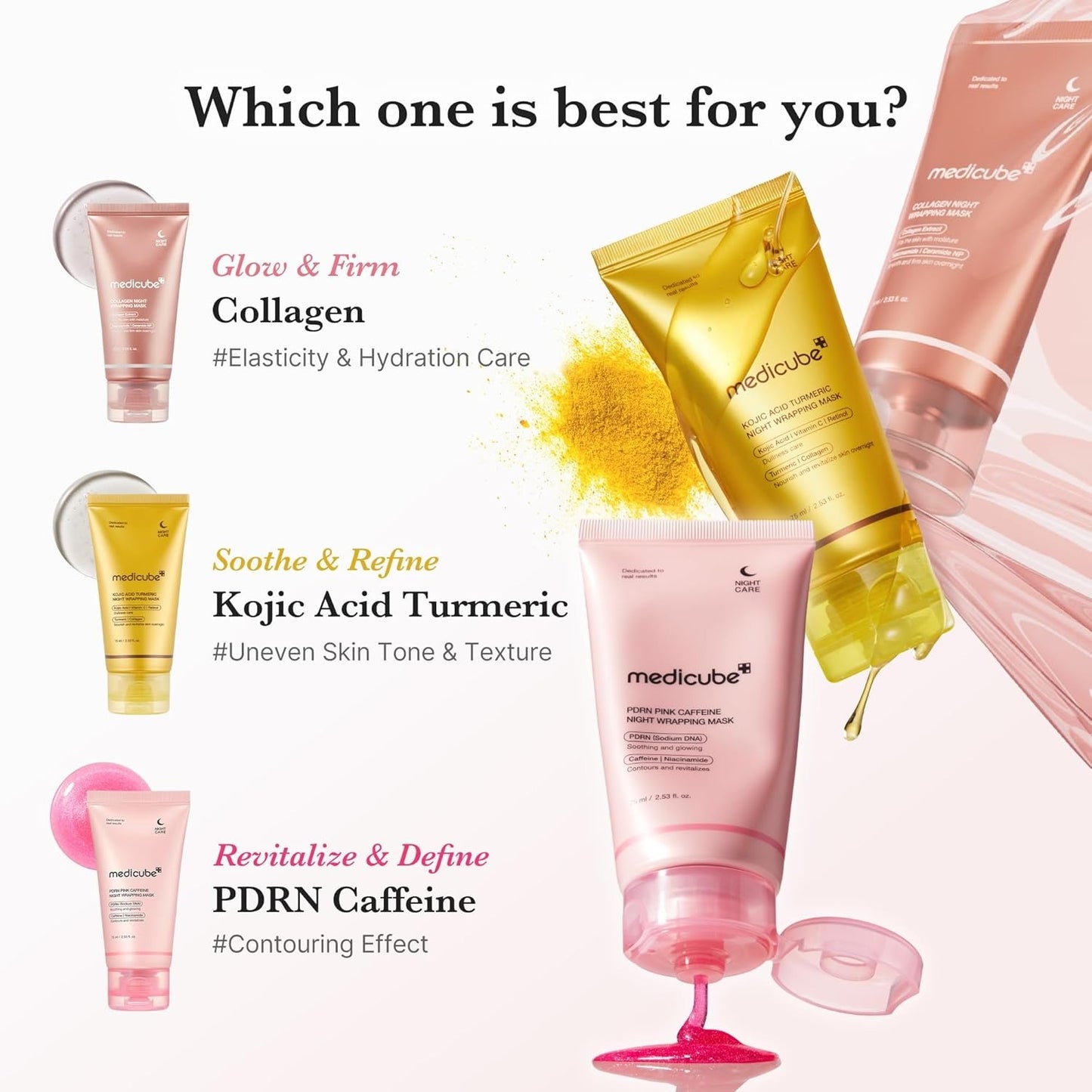 Medicube PDRN Pink Caffeine Overnight Wrapping Mask – Firm & Glow Night Film 75 ml