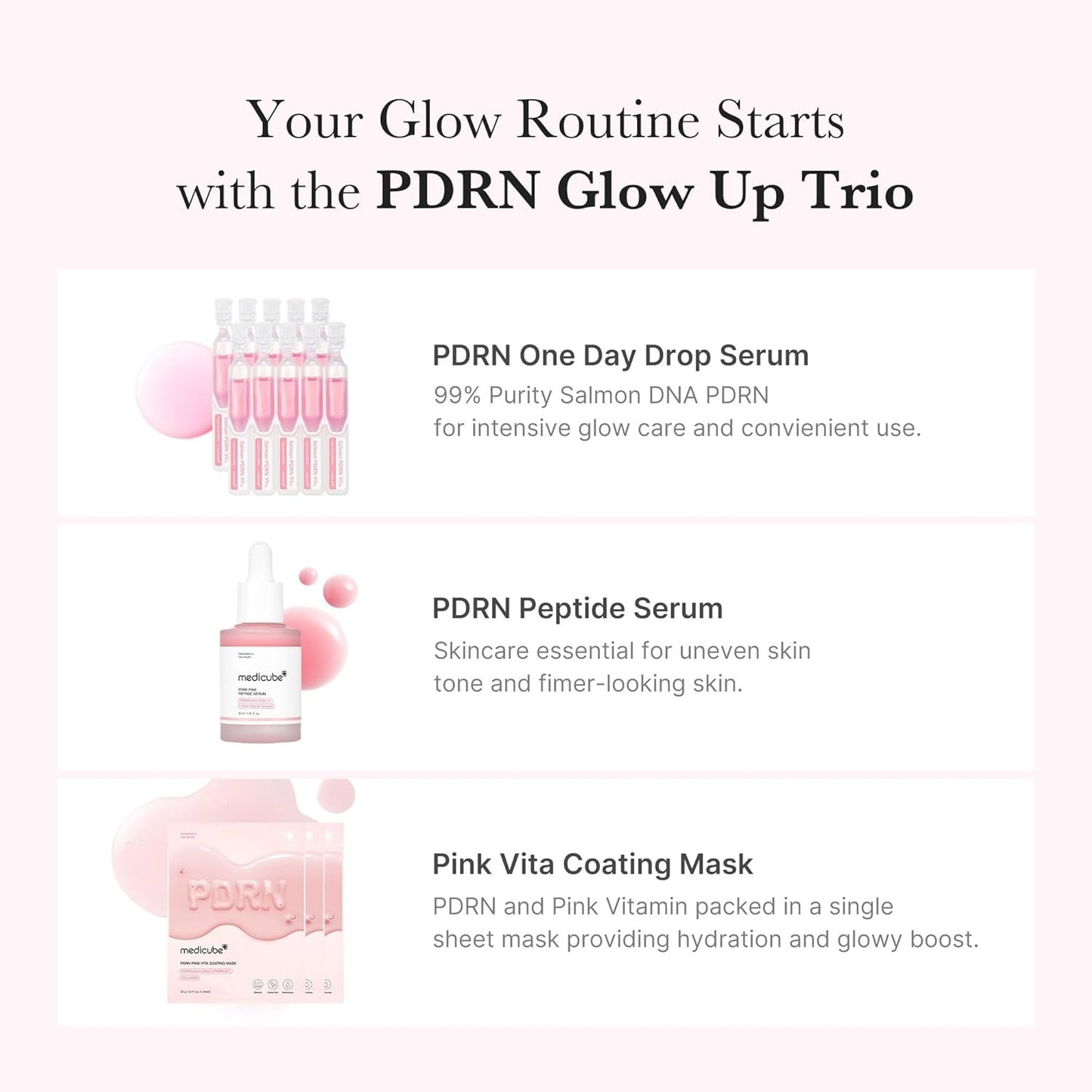 MEDICUBE PDRN Pink Glow Kit – Radiant Pink Glass Glow Routine - Set / Kit