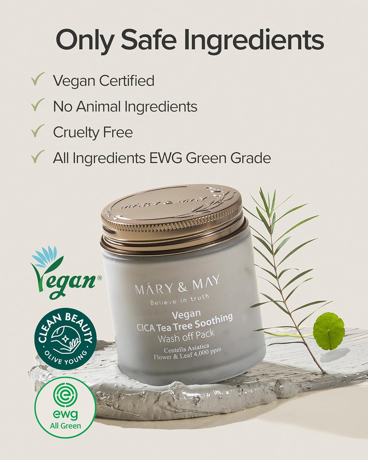 Mary&May Vegan Cica Tea Tree Soothing Wash Off Pack - 120g
