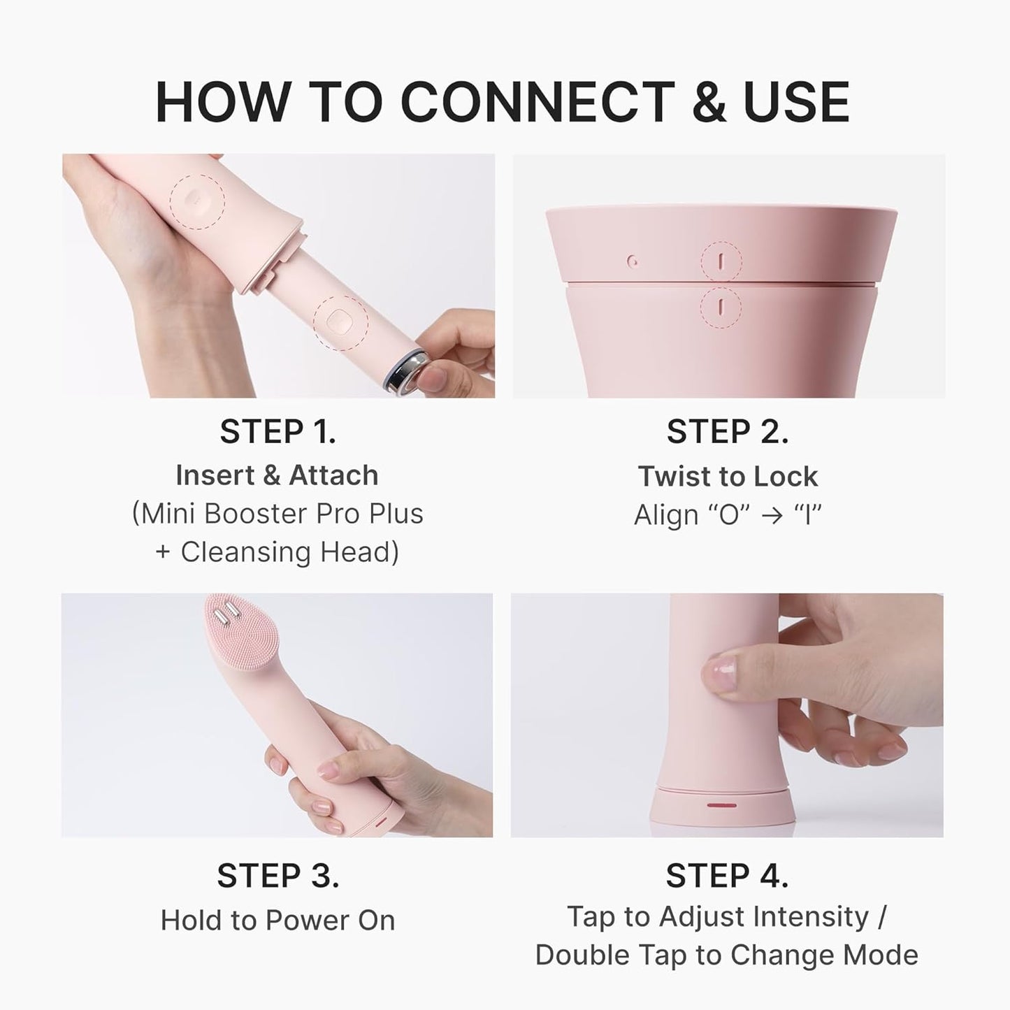 medicube Mini Booster Pro Plus Pink Cleansing Duo Set: Mini Booster Pro Cleansing Device Pink and PDRN Capsule Foam Cleanser | Pore, Makeup, Excess Sebum Care | Deep Cleansing Routine, Korean Skincare