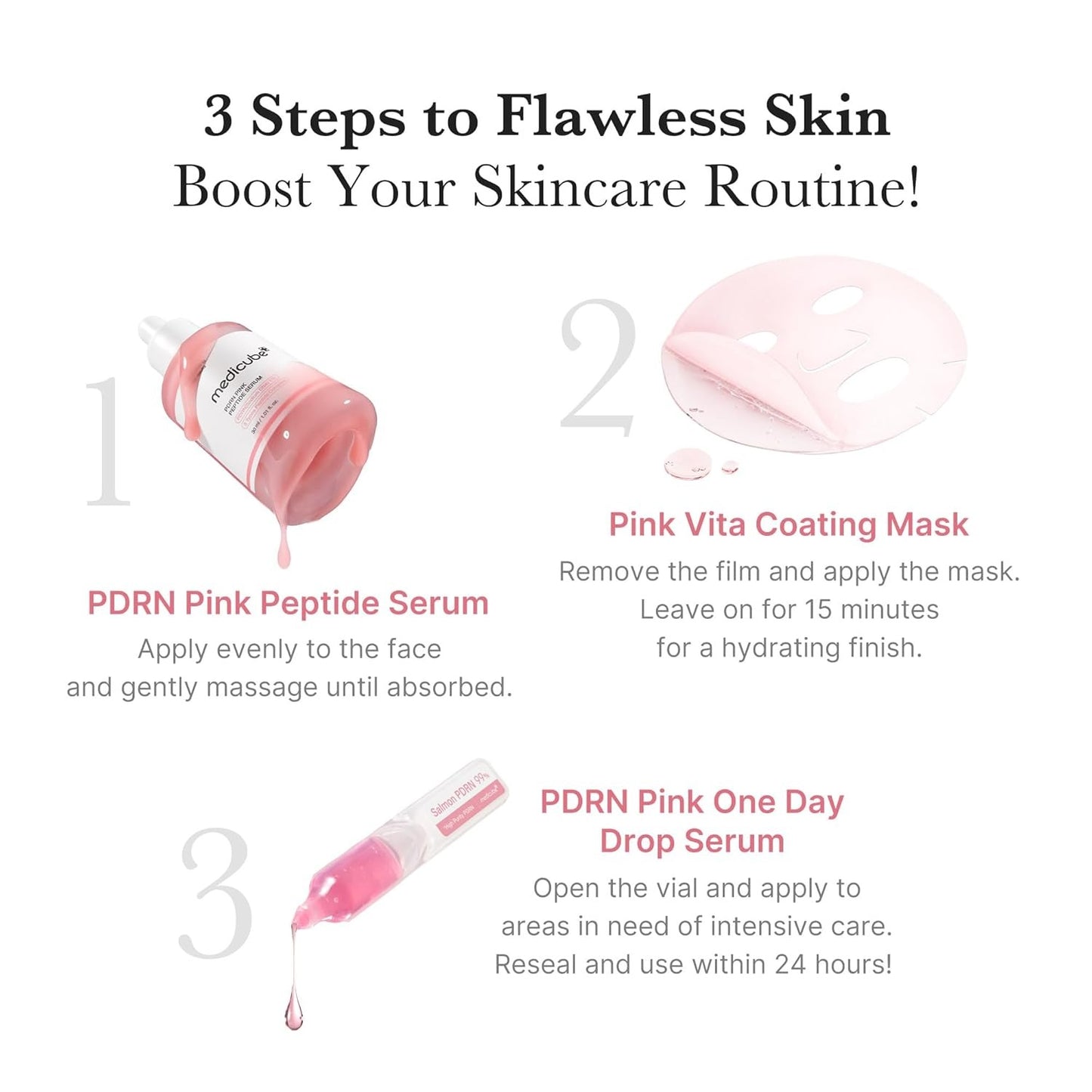 MEDICUBE PDRN Pink Glow Kit – Radiant Pink Glass Glow Routine - Set / Kit