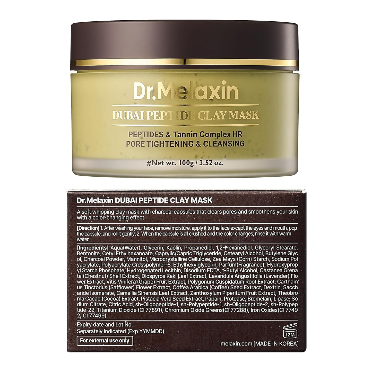Dr.Melaxin DUBAI Peptide Clay Mask – Moisture-Rich Whipped Charcoal Clay 🖤✨