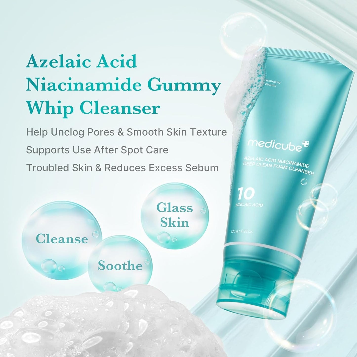 Medicube Azelaic Acid Niacinamide Deep Clean Foam – Deep Pore & Texture Cleanse -120 g