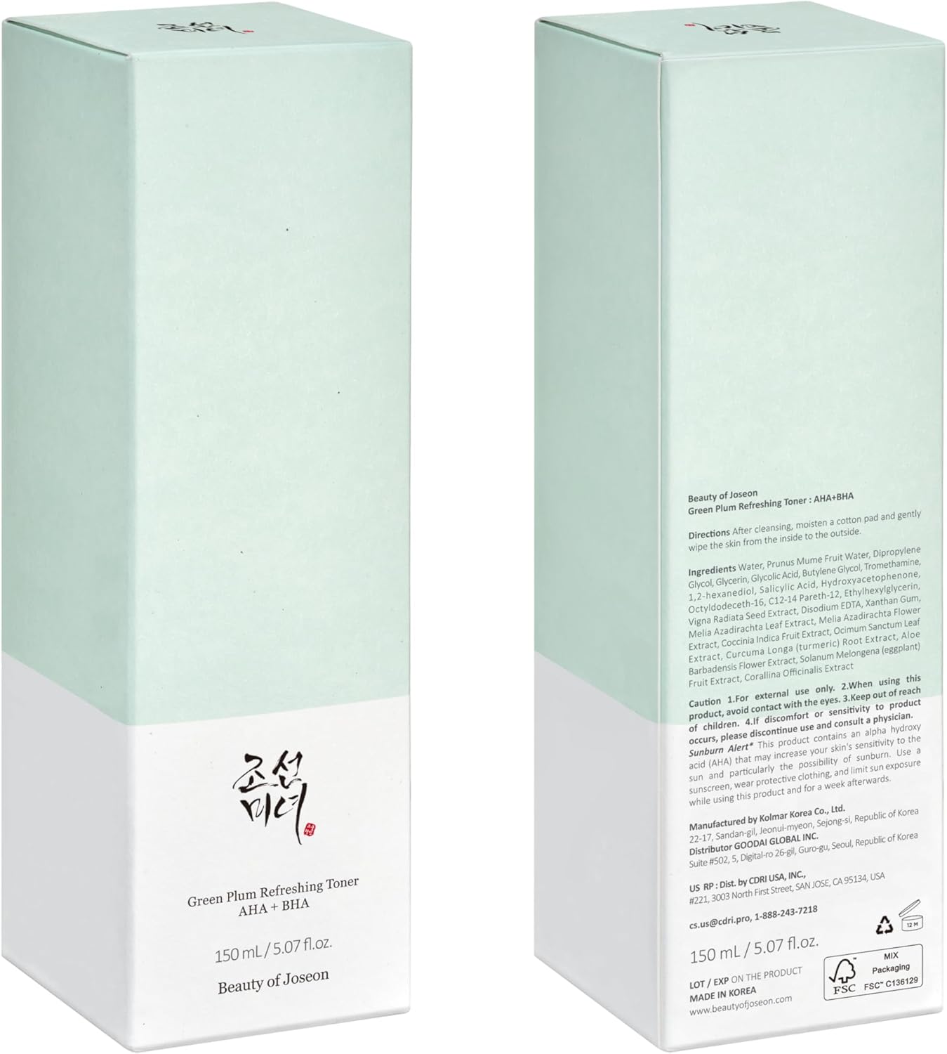 Beauty Of Joseon Green Plum Refreshing Toner UAE Saudi Qatar Jordan