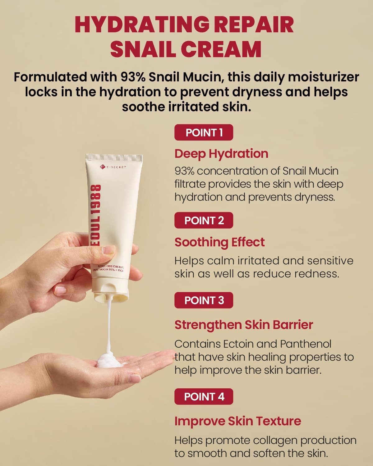 K-SECRET SEOUL 1988 Cream : Snail Mucin 93% + Rice