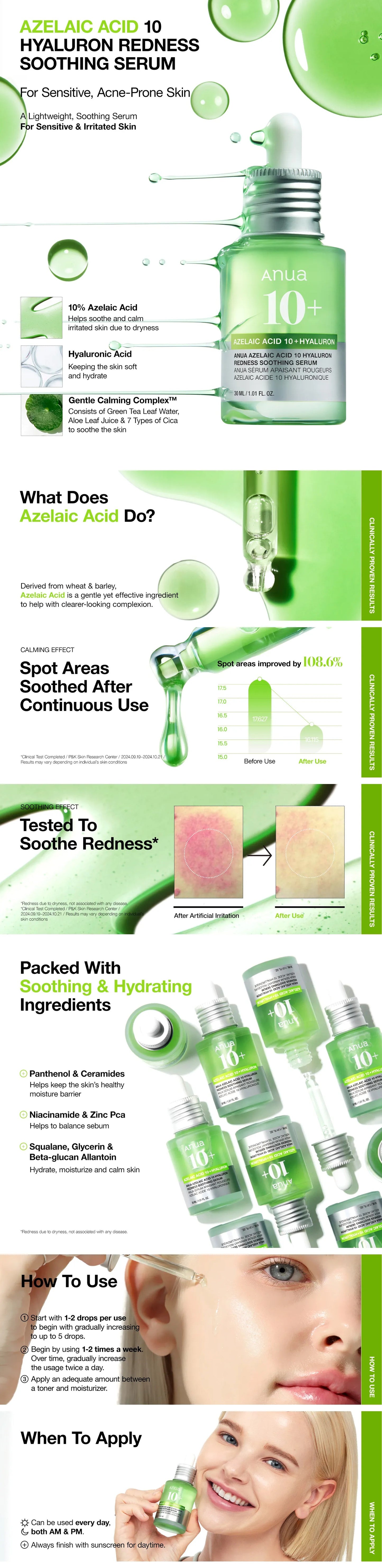 [Anua] Azelaic Acid 10 Hyaluron Redness Soothing Serum 30ml Set