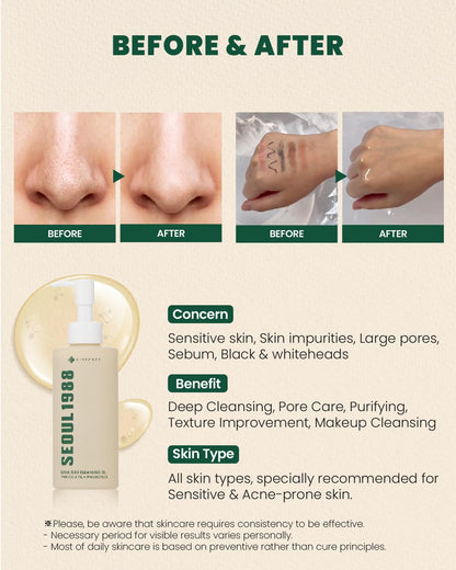 K-SECRET Seoul 1988 Cleansing Oil – Pine Cica 1% + Probiotics | 200ml