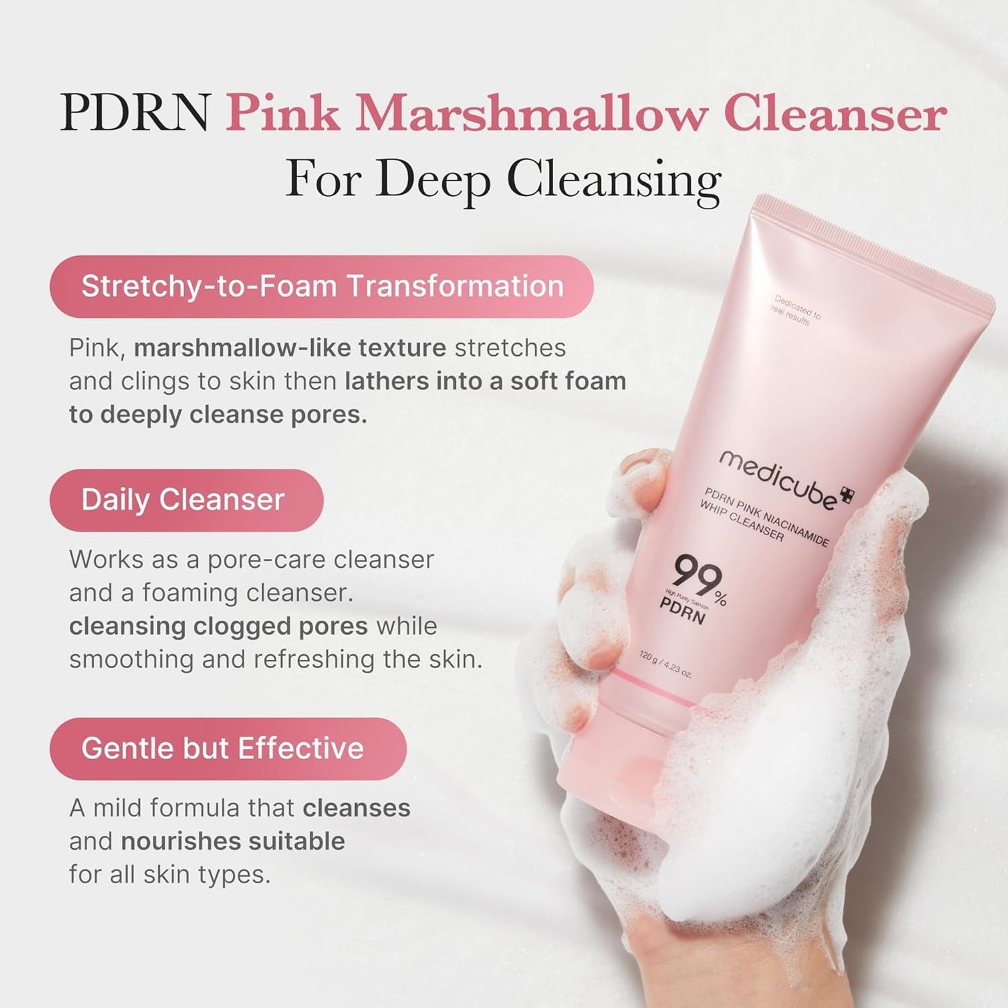 MEDICUBE - PDRN Pink Niacinamide Whip Cleanser – Gentle Brightening Foam | 120 g