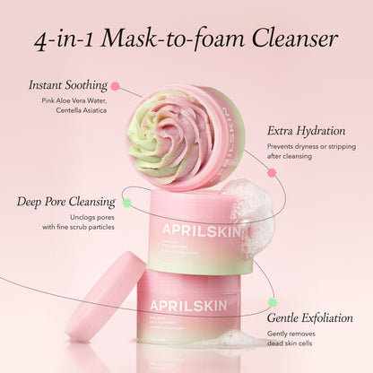 APRILSKIN Pink Aloe Facial Polish Cleanser – Gentle Exfoliating & Soothing Wash | 120ml