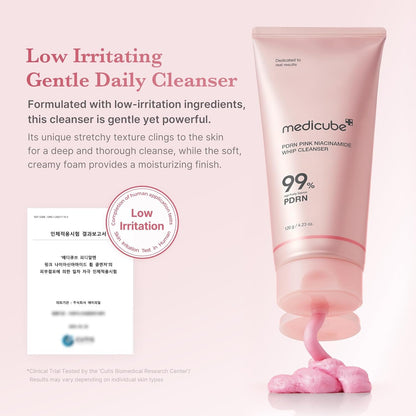 MEDICUBE - PDRN Pink Niacinamide Whip Cleanser – Gentle Brightening Foam | 120 g