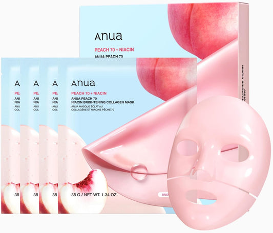 [celimax] Peach 70 Niacin Brightening Collagen Mask – Instant Radiance with Juicy Peach Power | 38g x 4ea