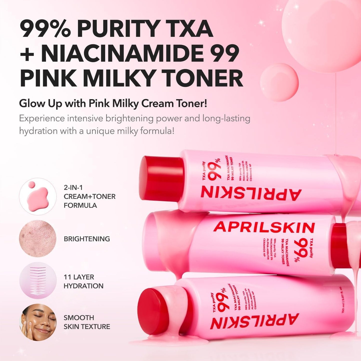 APRILSKIN TXA + Niacinamide 99 Pink Milky Toner -  150ml