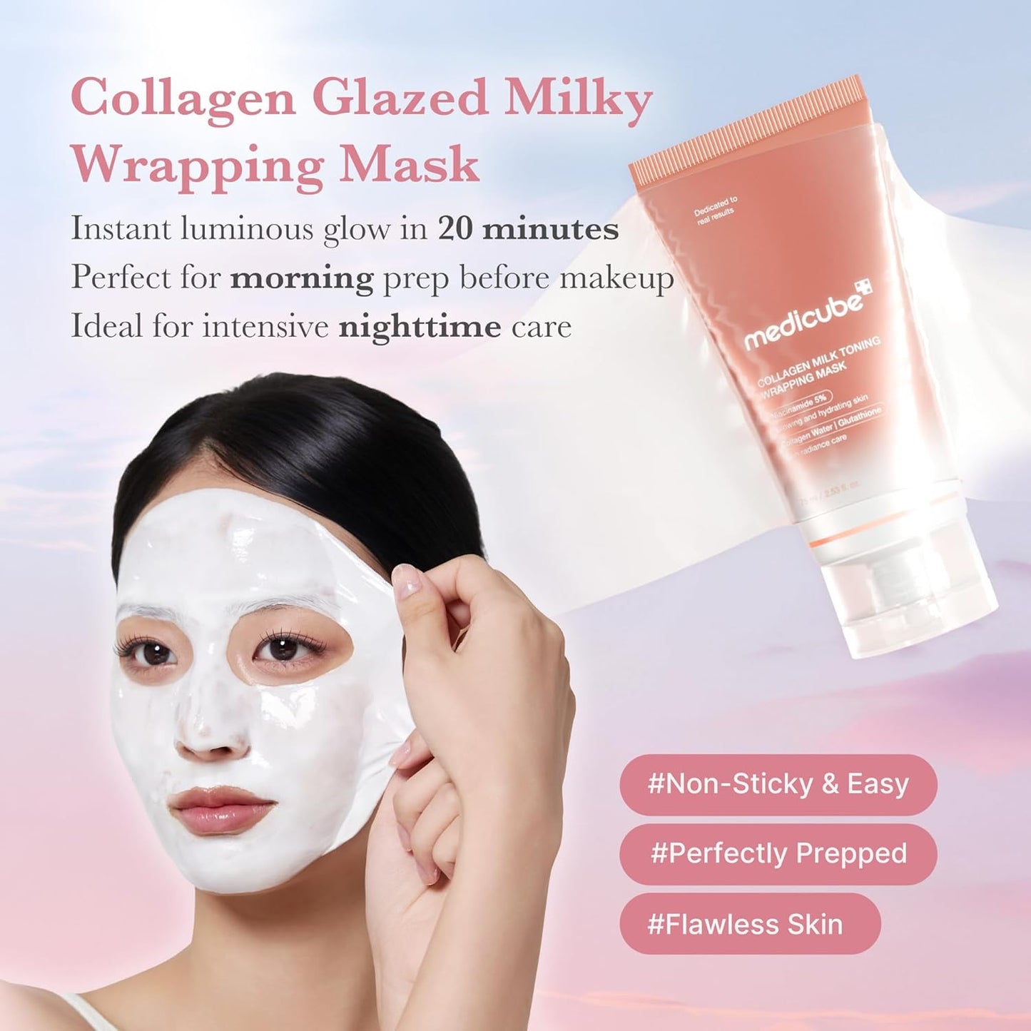 Medicube Wrapping Mask Collagen Glazed Milky Glow Daytime Peel Off Mask