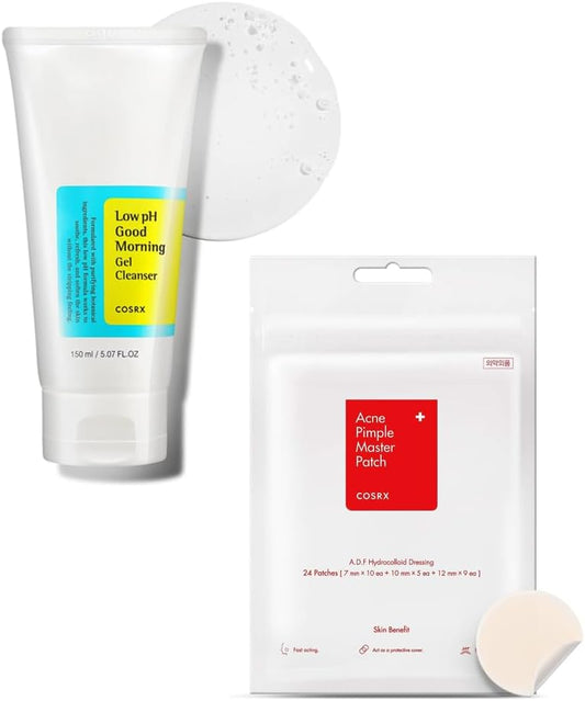 COSRX Combo Good Morning Low-Ph Cleanser 150ml + Acne Pimple Patch (1 Pack, 24 Count)