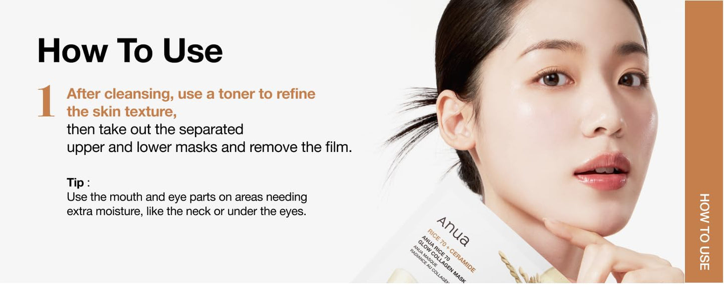 [ANUA] Rice 70 Glow Collagen Mask (4ea)