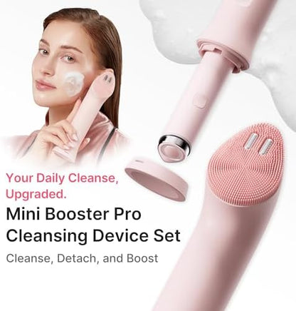 medicube Mini Booster Pro Plus Pink Cleansing Duo Set: Mini Booster Pro Cleansing Device Pink and PDRN Capsule Foam Cleanser | Pore, Makeup, Excess Sebum Care | Deep Cleansing Routine, Korean Skincare