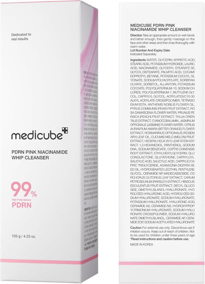 MEDICUBE - PDRN Pink Niacinamide Whip Cleanser – Gentle Brightening Foam | 120 g