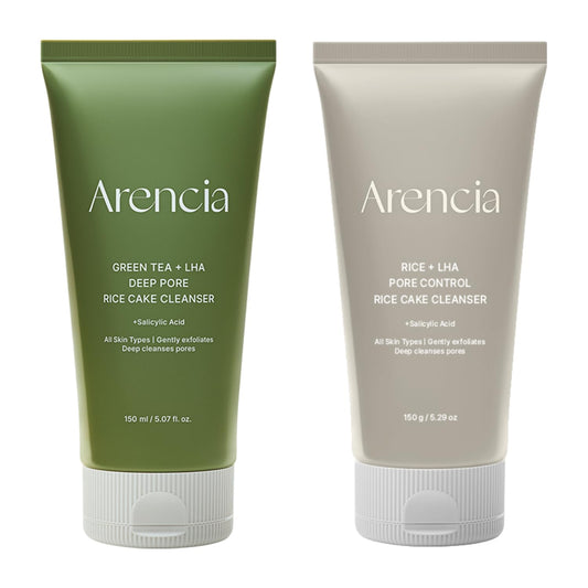 ARENCIA Rice Cake Cleanser Duo – Green Tea LHA + Rice LHA Cleansers 🌿✨