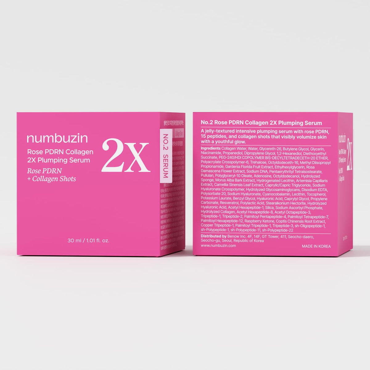 Numbuzin No.2X Rose PDRN Collagen Plumping Serum, Collagen Spicule Serum for Firming & Volume Glow, PDRN, Peptides, Collagen, Hydrating Korean Skincare, 1.01 fl oz (30ml)