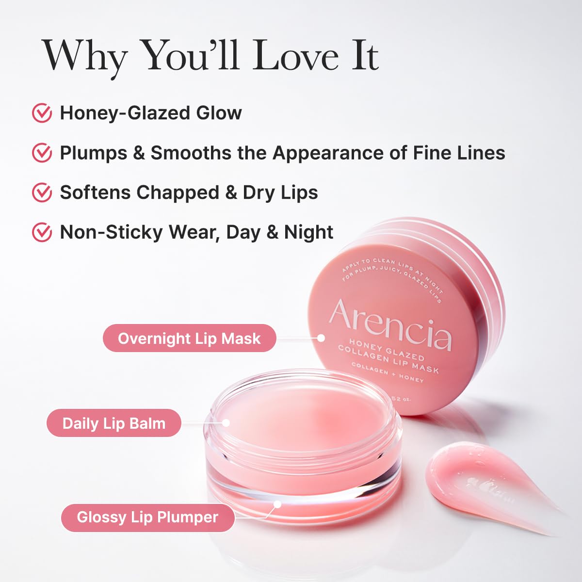 Arencia Honey Glazed Collagen Lip Mask – Overnight Lip Treatment (0.52 oz / 15g) 🍯💋