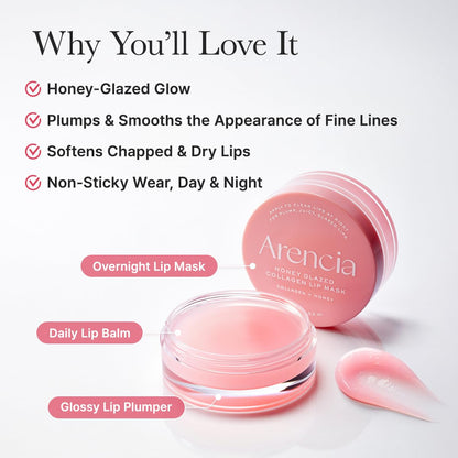 Arencia Honey Glazed Collagen Lip Mask – Overnight Lip Treatment (0.52 oz / 15g) 🍯💋