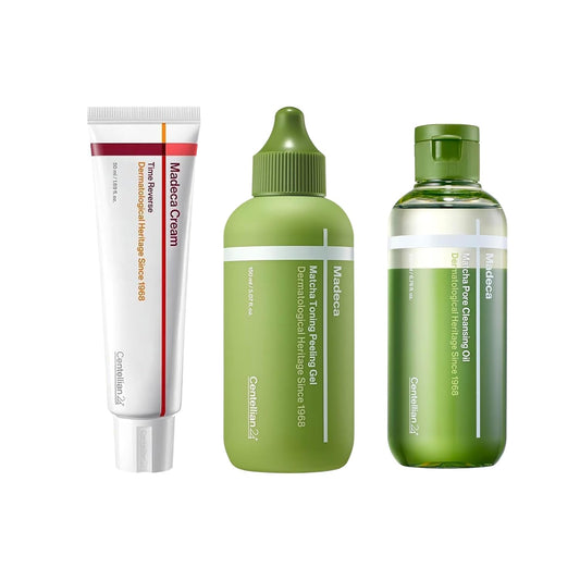 CENTELLIAN 24 Madeca Time Reverse Cream +Matcha Cleansing Oil+Peeling Gel Bundle (1.69+6.76+5.07 fl oz)Korean Skin Care Set for Deep Cleansing, Gentle Exfoliation, Firming & Wrinkle Care with Centella