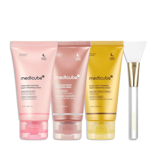 Medicube Korean Overnight Glow Mask Trio 🌙✨💗💛