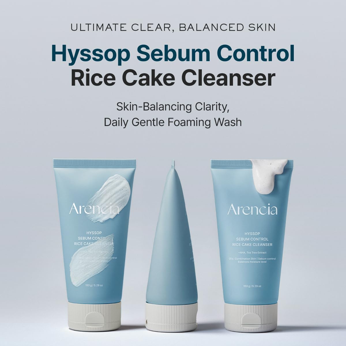 ARENCIA Salicylic Acid, Green Tea + LHA Deep Pore Rice Cake Cleanser – Deep Pore Cleansing, Acne Face Wash, Blackhead Remover, 5.07 fl oz