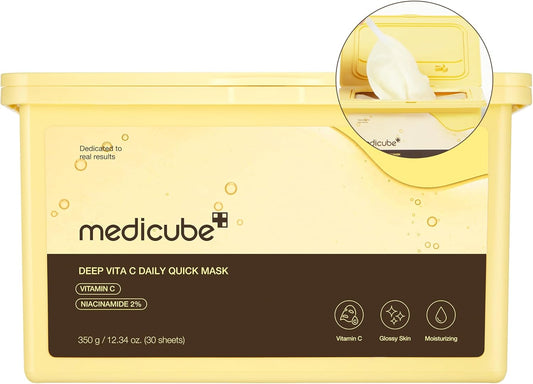 [Medicube] Deep Vita C Daily Quick 30 Sheet Masks – Brighten, Hydrate & Glow Every Day 🍊✨ | 30 Sheets