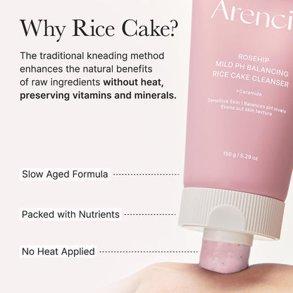 ARENCIA Salicylic Acid, Green Tea + LHA Deep Pore Rice Cake Cleanser – Deep Pore Cleansing, Acne Face Wash, Blackhead Remover, 5.07 fl oz