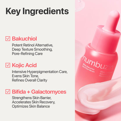 Numbuzin No.3 Bifida Bakuchiol Zero Pore Serum - Pore Minimizing & Tightening, Texture Smoothing, Helps Even Skin Tone with Kojic Acid, Gentle Retinol Alternative for Sensitive Skin, 1.01 fl oz
