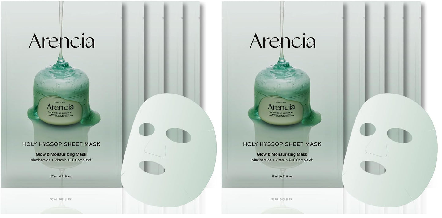 ARENCIA Hyssop Glow Sheet Mask (10 Pack) ✨🌿