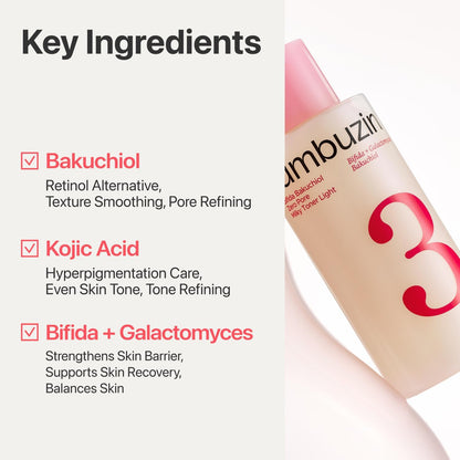 Numbuzin No.3 Bifida Bakuchiol Zero Pore Milky Toner Light - Hydrating Toner for Pores, Uneven Texture & Dark Spots, with Kojic Acid, for Sensitive Skin, 6.76 fl oz