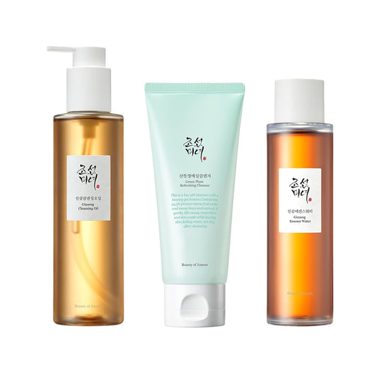 Beauty of Joseon Cleansing & Moisture Trio Ginseng Cleansing Oil Green Plum Cleanser Ginseng Essence Water Deep Cleansing and Hydration Korean Skincare