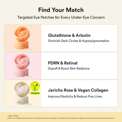 Abib Vegan Collagen Eye Patches for Wrinkles & Fine Line with Jericho Rose Jelly & Peptides, 60 Counts