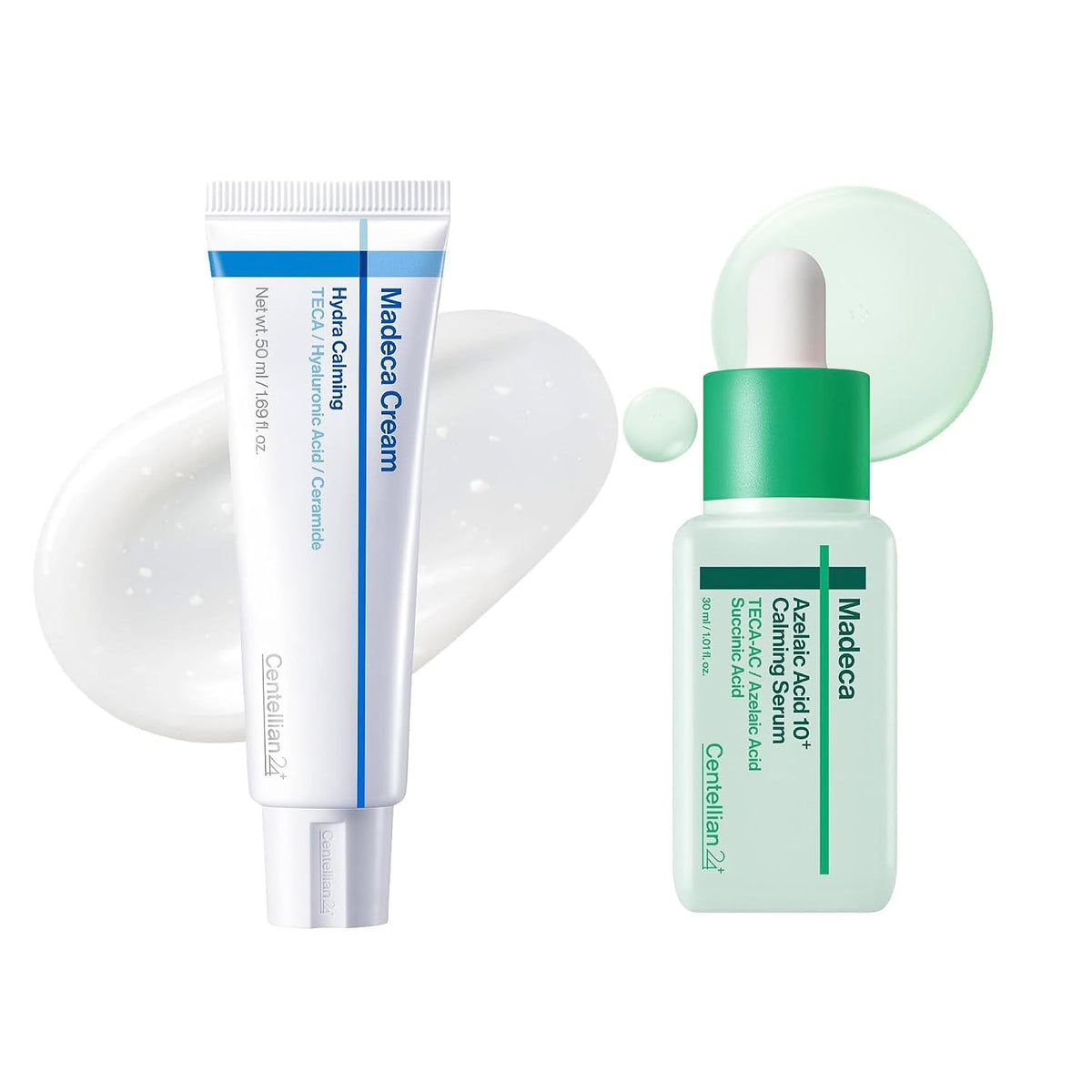 CENTELLIAN 24 Hydra Balance Madeca Cream 1.69 fl oz + Azelaic Acid 10 Serum 1.01 fl oz – Korean Skincare Set for Acne-Prone Skin, Oil Control, Pore Care & Barrier Support