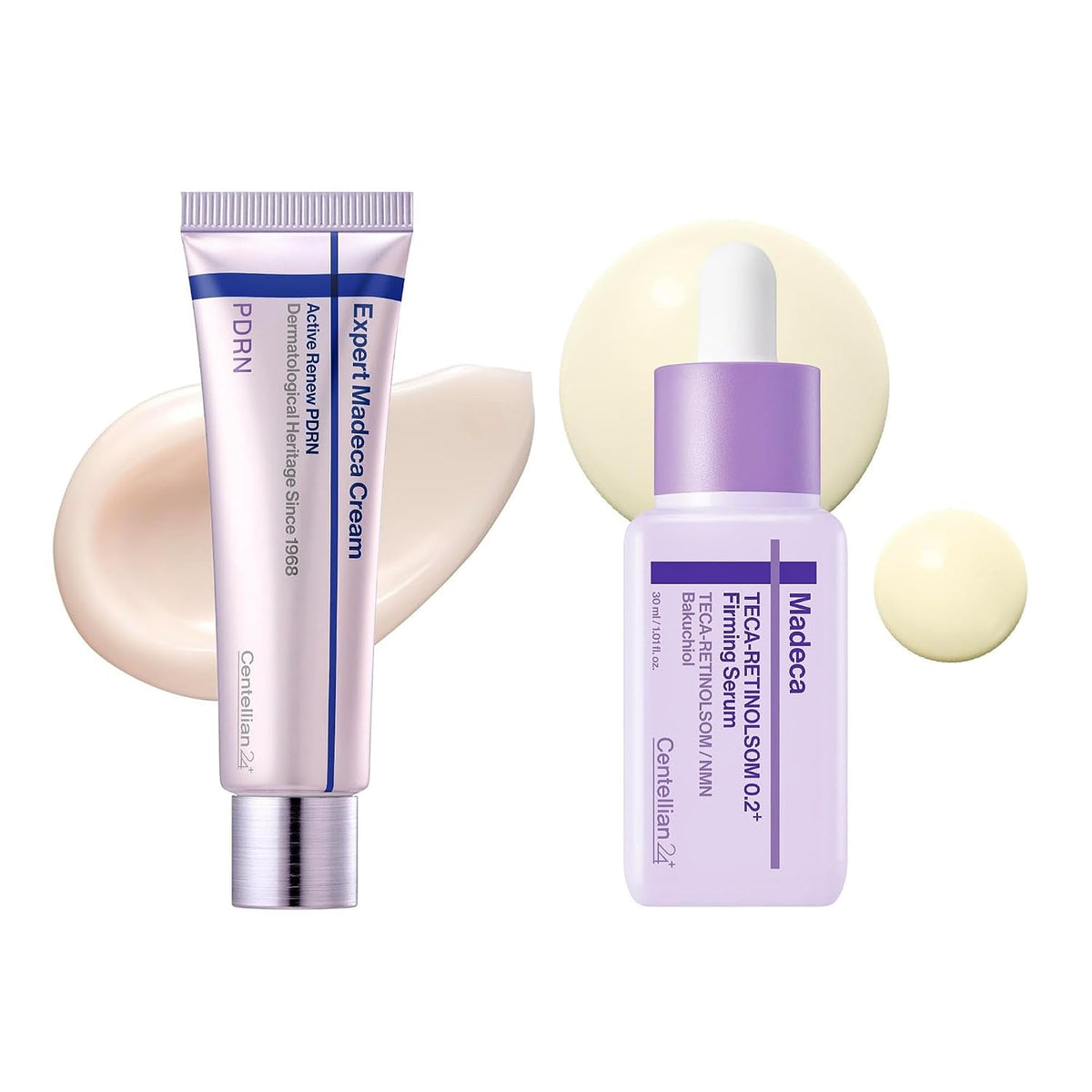 CENTELLIAN 24 Madeca Cream Active Renew PDRN 1.69 fl oz + TECA Retinolsom 0.2 Firming Serum 1.01 fl oz – Korean Skin Care Set for Elasticity, Firming, Anti Aging, Hydration & Sensitive Skin Care