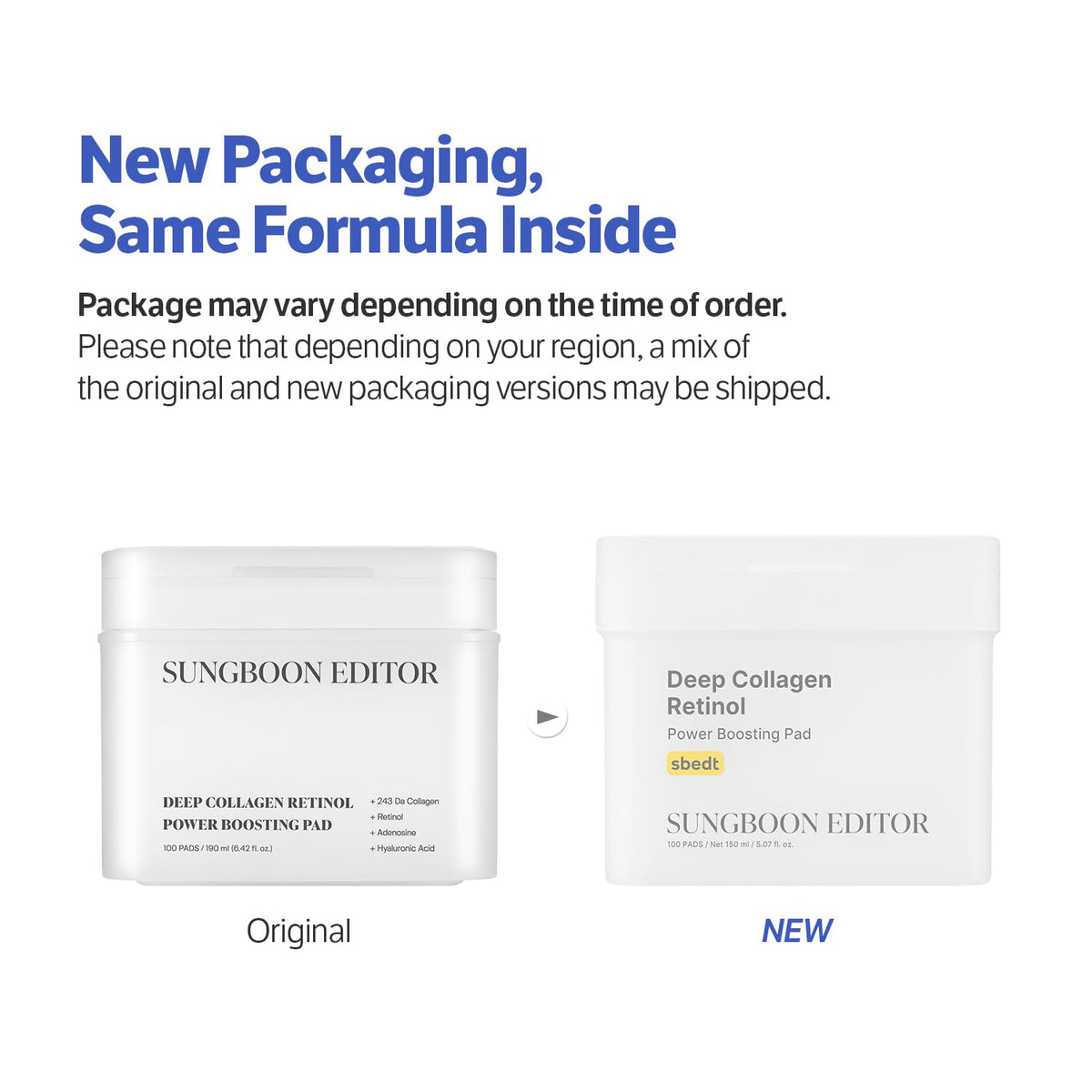 SUNGBOON EDITOR Deep Collagen Retinol Power Boosting Pad (150ml / 100 Pads)