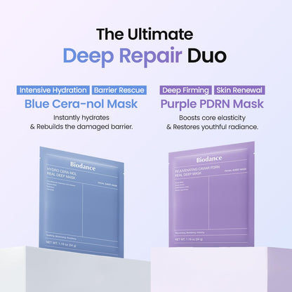 BIODANCE Barrier Rescue Duo: Caviar PDRN & Ceramide Panthenol Real Deep Overnight Gel Mask Set