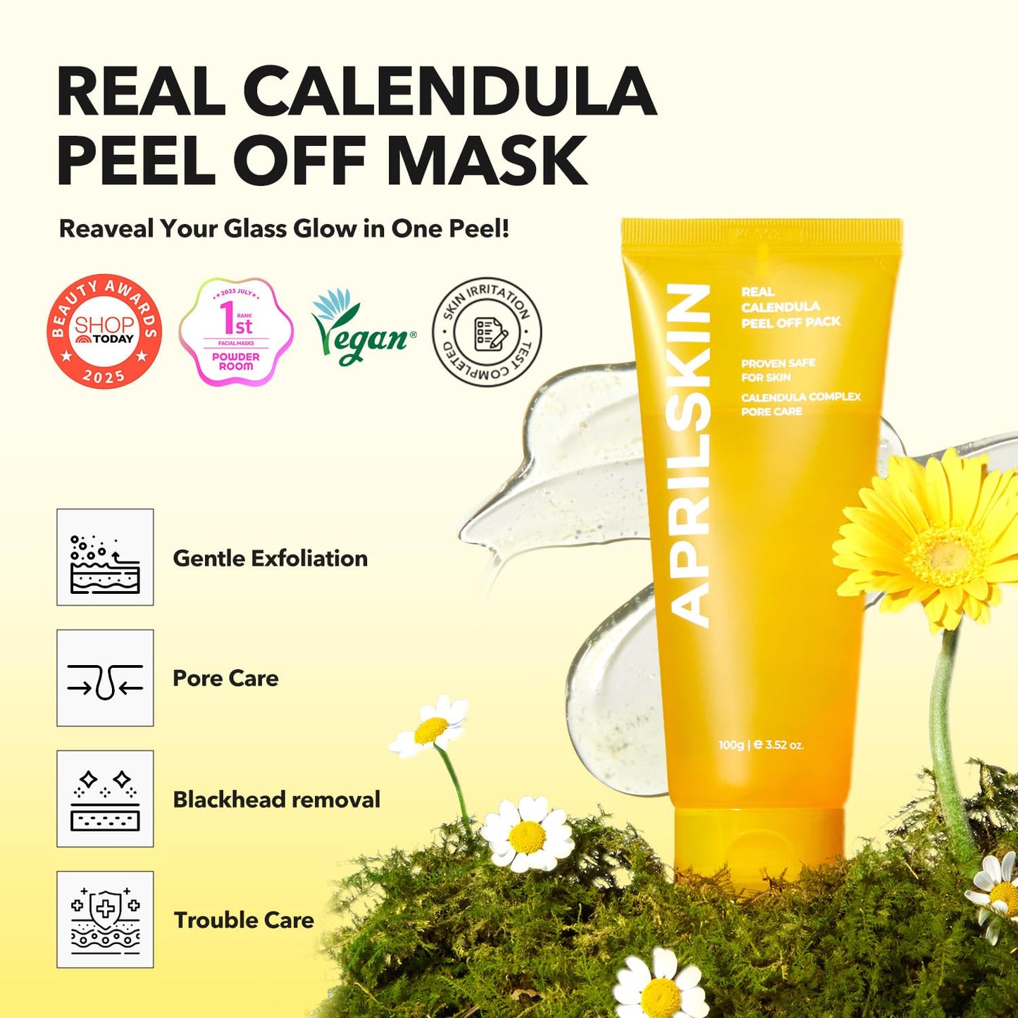 APRILSKIN Calendula Flower-Infused Facial Peel Off Mask – 3.52 fl oz / 100ml 🌼✨