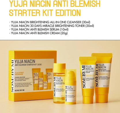 Some By Mi Yuja Niacin Anti-Blemish Starter Kit | Set of 4 Travel Kit |
