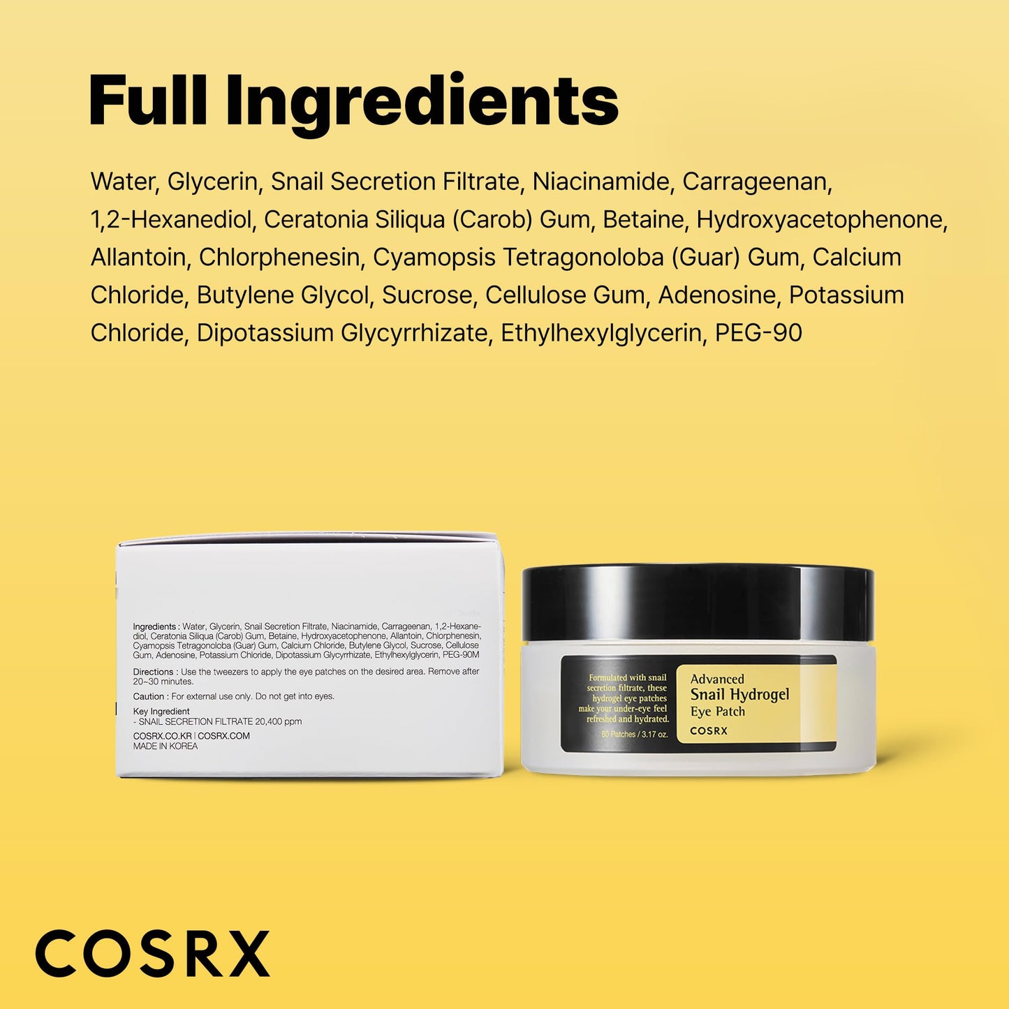 COSRX Collagen Gel Eye Patches 60pcs – PDRN / Peptide / Snail Mucin