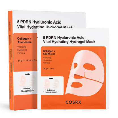COSRX Advanced Snail Mucin Glass Glow Hydrogel Face Masks Skincare 3 EA, Collagen Face Mask, Travel Essentials, Overnight Face Mask, Korean Skin Care