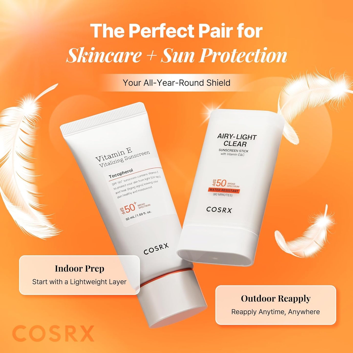 COSRX Airy-Light Clear Sunscreen Stick SPF 50 (19g / 0.67 oz) ☀️✨