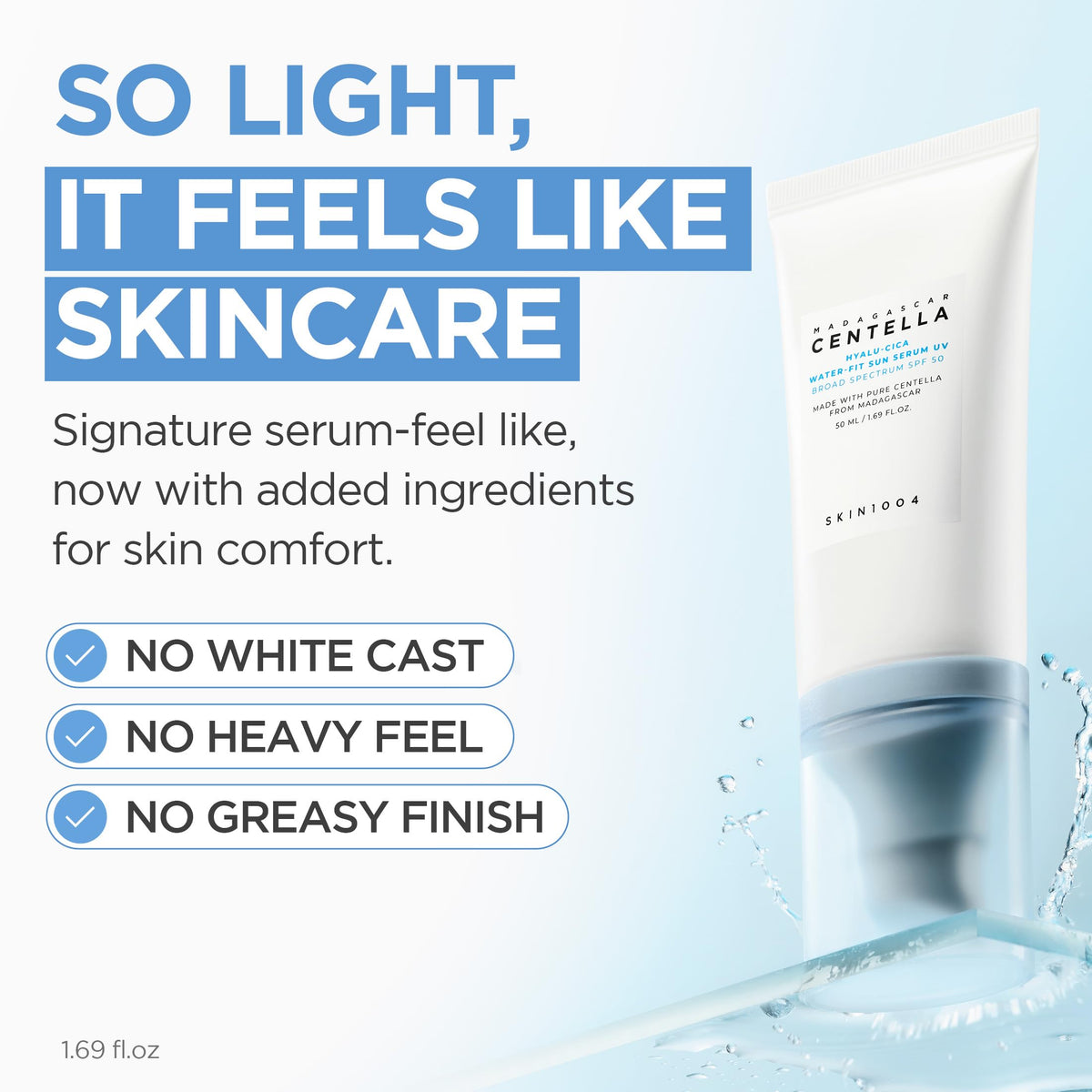 SKIN1004 Hyalu-Cica Water-Fit Sun Serum UV, SPF 50 Sunscreen