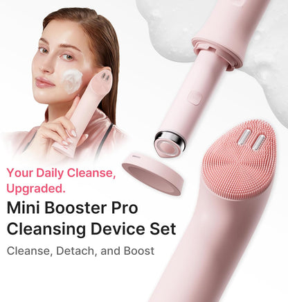 medicube Ultimate Double Cleansing Set: Mini Booster Pro Plus Cleansing Device Set (Pink), Zero Pore Blackhead Cleansing Oil and Zero Foam Cleanser