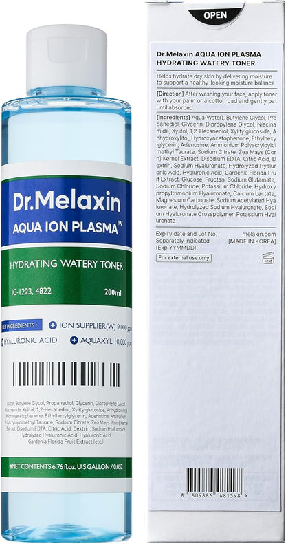 DR.MELAXIN Aqua Ion Plasma Watery Toner – Deep Hydration & Skin Balance (200ml / 6.76 fl oz) 💧✨