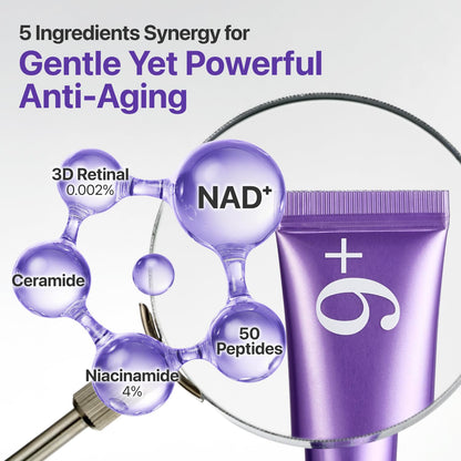 Numbuzin No.9 NAD+ Lifting & Firming DUO, 50 Peptide Serum, Anti-Aging Treatment for Wrinkles, Fine Lines, Dark Circles & Dark Spots, Gentle Retinal