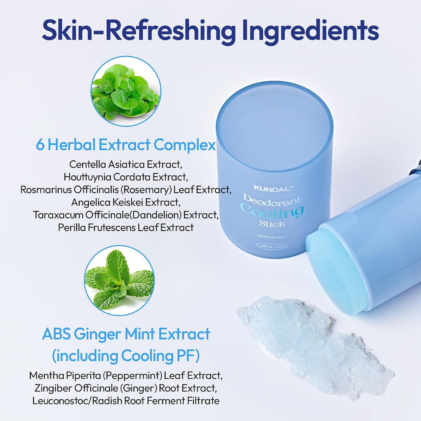 KUNDAL Cooling Deodorant Stick Cotton Hug 31g